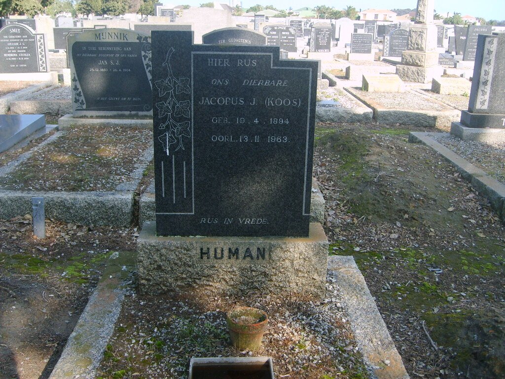 HUMAN Jacobus J 1894-1963