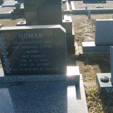 HUMAN Miems nee EKKERD 1904-1987