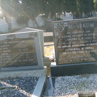 HANEKOM Jurgens J.H. 1910-1975 &amp; Catharina H. 1921-2007