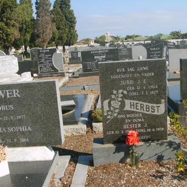 HERBST Jurie J.Z. 1904-1977 &amp; Hester J. 1910-1978