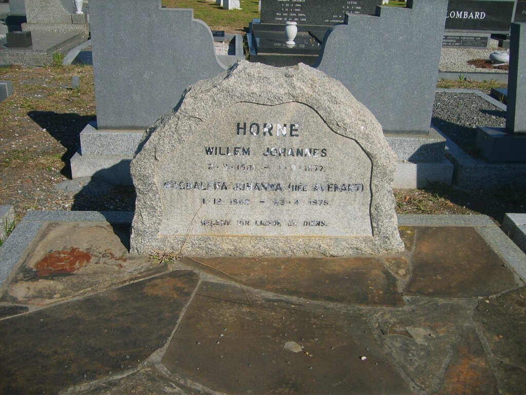 HORNE Willem Johannes 1901-1977 &amp; Magdalena Johanna AVENANT 19?-1979
