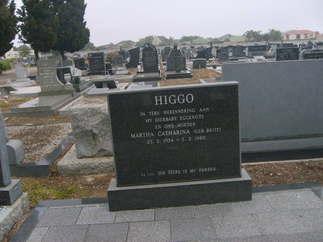 HIGGO Martha Catharina nee BRITZ 1934-1980