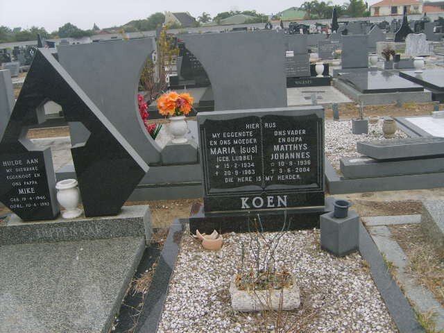 KOEN Matthys Johannes 1936-2004 &amp; Maria LUBBE 1934-1983