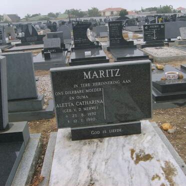 MARITZ Aletta Catharina nee VAN DER MERWE 1892-1980