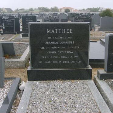 MATTHEE Abraham Johannes 1906-1978 &amp; Hester Catharina 1909-1999