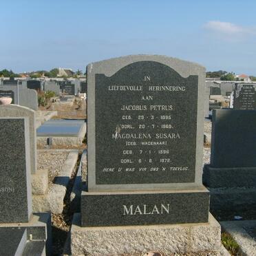 MALAN Jacobus Petrus 1895-1969 &amp; Magdalena Susara WAGENAAR 1896-1972