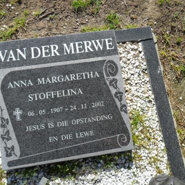 MERWE Anna Margaretha Stoffelina, van der 1907-2002