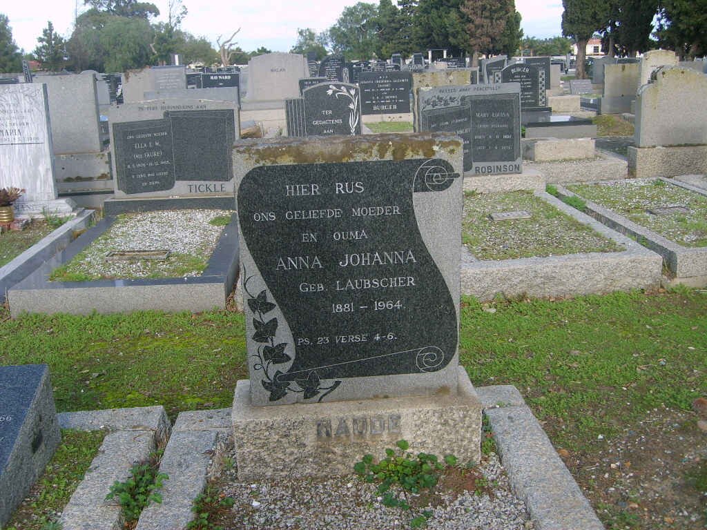 NAUDE Anna Johanna nee LAUBSCHER 1881-1964