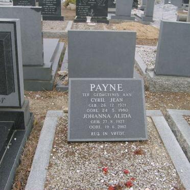 PAYNE Cyril Jean 1921-1980 &amp; Johanna Alida 1927-2002 