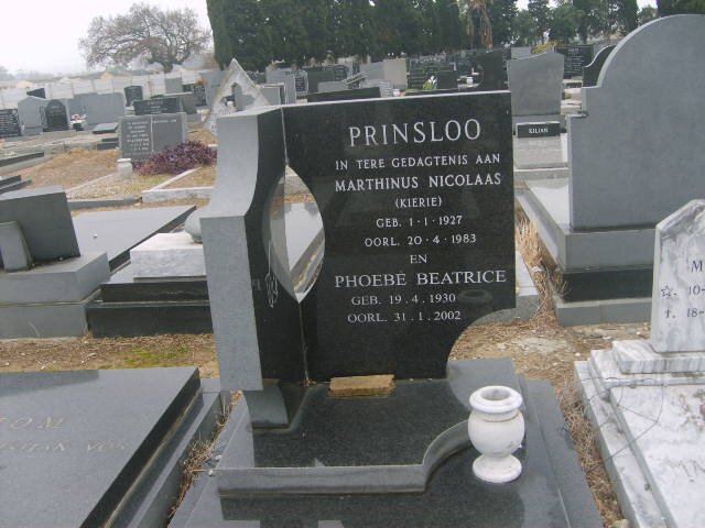 PRINSLOO Marthinus Nicolaas 1927-1983 &amp; Phoebe Beatrice 1930-2002
