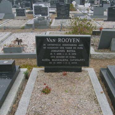 ROOYEN Johannes Botha, van 1898-1978 &amp; Alida Magdalena AVENANT 1905-200?