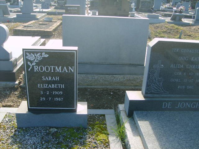 ROOTMAN Sarah Elizabeth 1909-1987