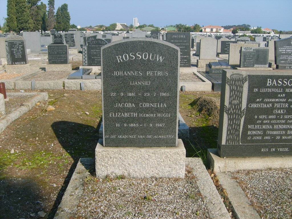 ROSSOUW Johannes Petrus 1881-1965 &amp; Jacoba Cornelia Elizabeth HUGO 1885-1967