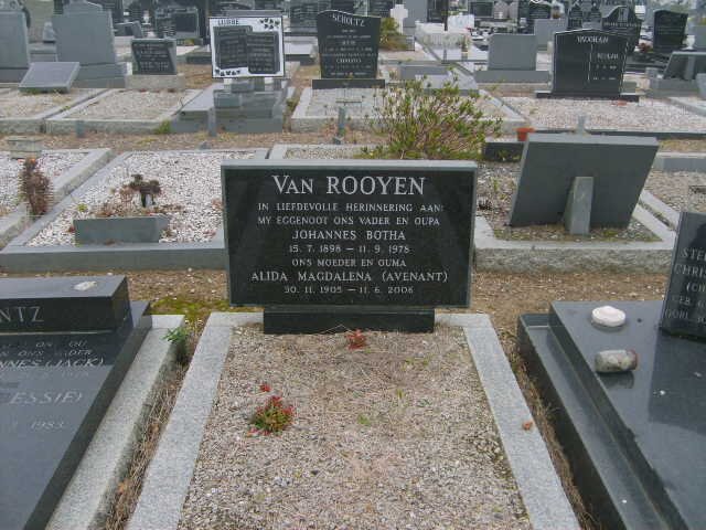 ROOYEN Johannes Botha, van 1898-1978 &amp; Alida Magdalena AVENANT 1905-200?
