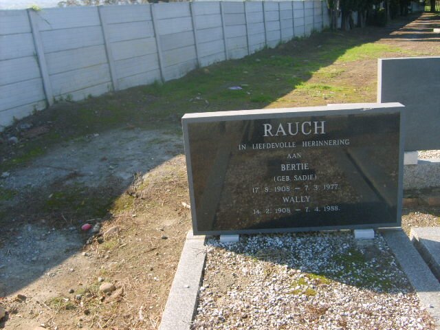 RAUCH Wally 1908-1988 &amp; Bertie SADIE 1908-1977