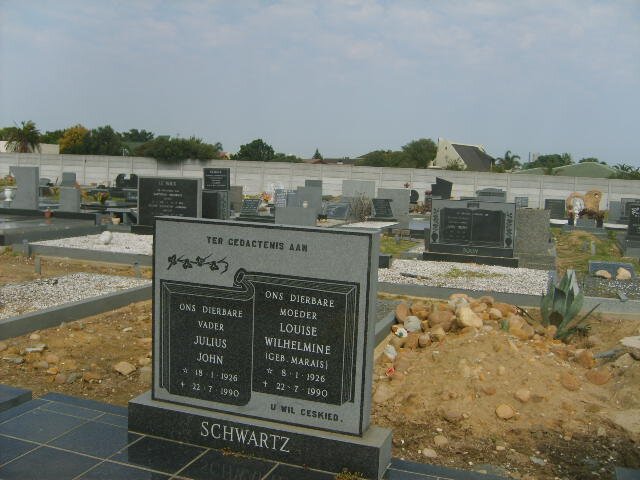 SCHWARTZ Julius John 1926-1990 &amp; Louise Wilhelmine MARAIS 1926-1990