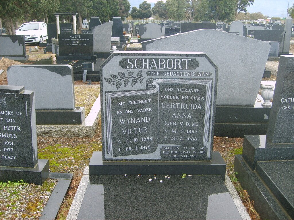 SCHABORT Wynand Victor 1889-1978 &amp; Gertruida Anna VAN DER MERWE 1897-1988