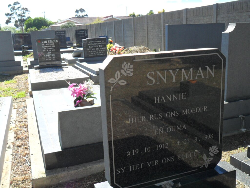 SNYMAN Hannie 1912-1998