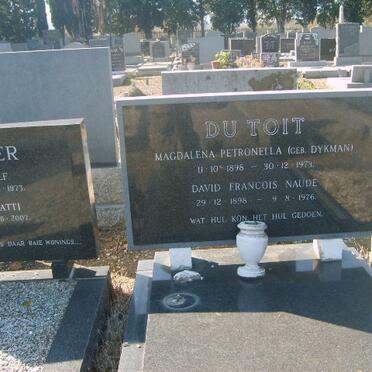 TOIT David Francois Naude, du 1898-1976 &amp; Magdalena Petronella DYKMAN 1898-1973