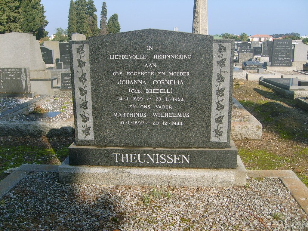 THEUNISSEN Marthinus Wilhelmus 1897-1983 &amp; Johanna Cornelia BREDELL 1899-1963