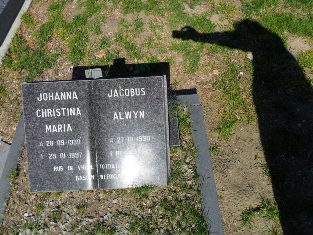 ? Jacobus Alwyn 1930-1997 &amp; Johanna Christina Maria 1930-1997