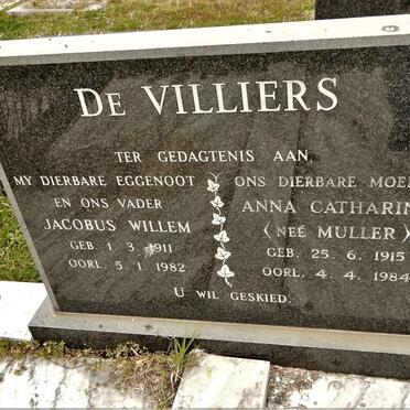 VILLIERS Jacobus Willem, de 1911-1982 &amp; Anna Catharina MULLER 1915-1984