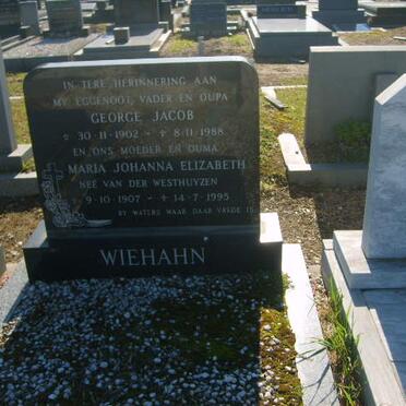 WIEHAHN George Jacob 1902-1988 &amp; Maria Johanna Elizabeth VAN DER WESTHUYZEN 1907-1995