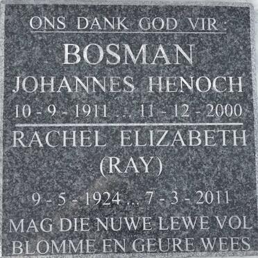 BOSMAN Johannes Henoch 1911-2000 &amp; Rachel Elizabeth 1924-2011