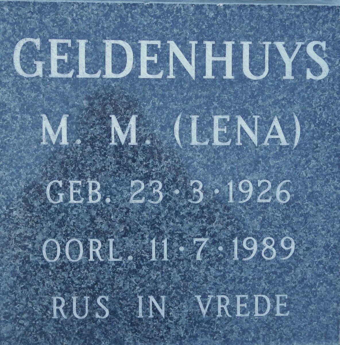 GELDENHUYS M.M. 1926-1989