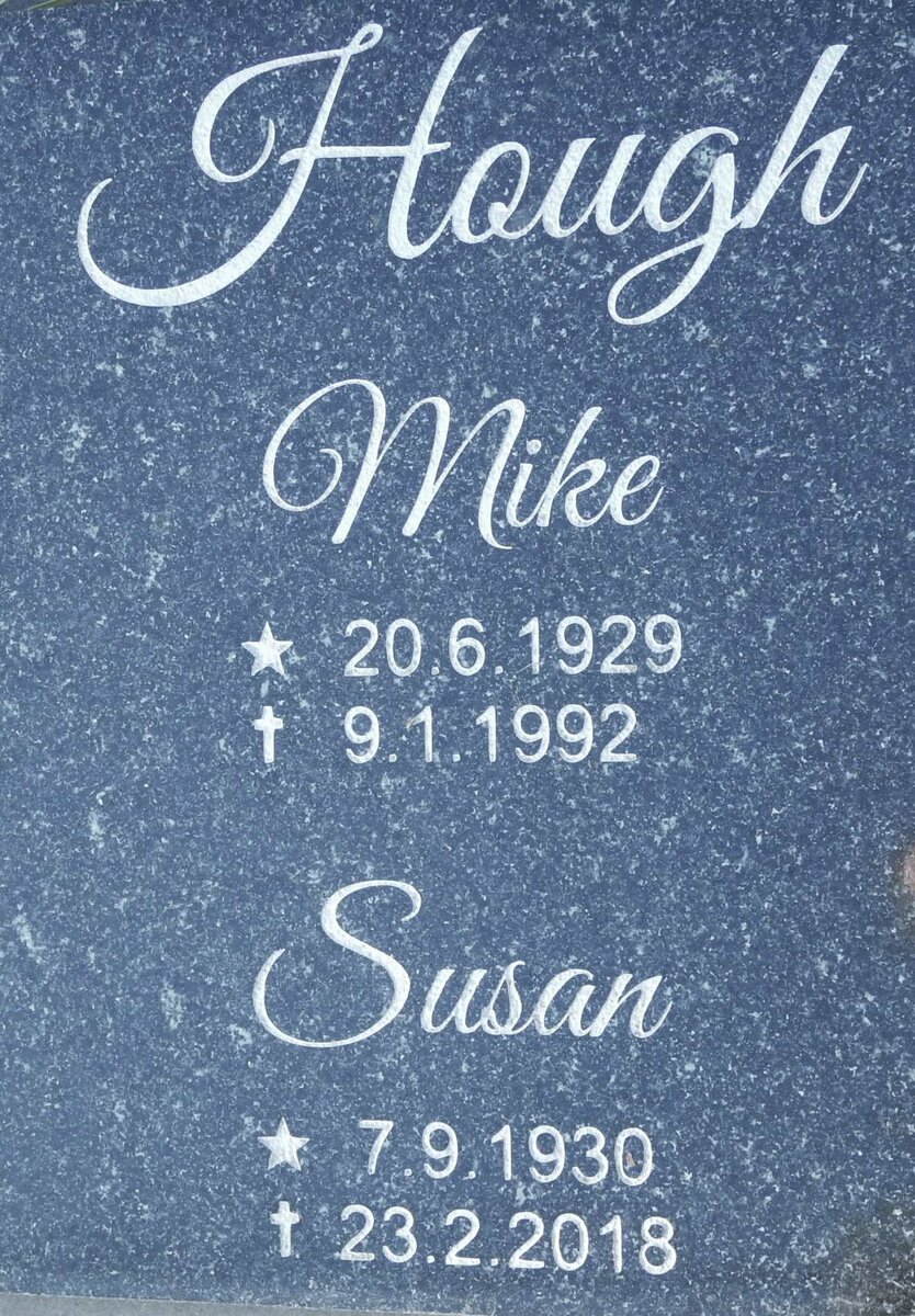 HOUGH Mike 1929-1992 &amp; Susan 1930-2018