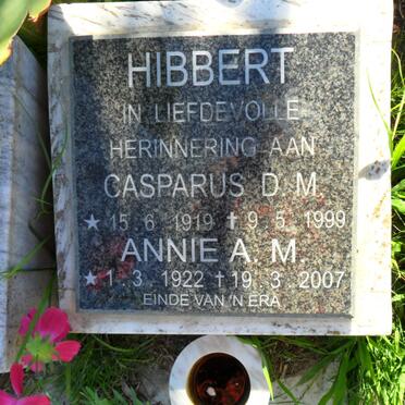 HIBBERT Casparus D.M. 1919-1999 &amp; Annie A.M. 1922-2007