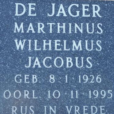 JAGER Marthinus Wilhelmus Jacobus, de 1926-1995