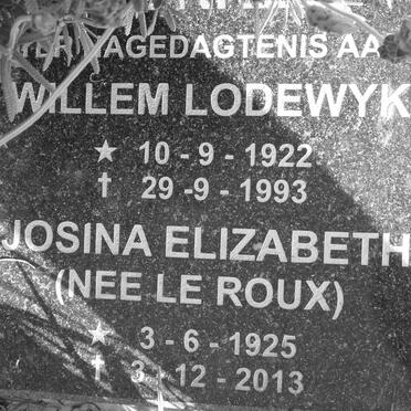 MORKEL Willem Lodewyk 1922-1993 &amp; Josina Elizabeth LE ROUX 1925-2013 