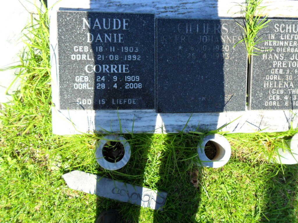 NAUDE Danie 1903-1992 &amp; Corrie 1909-2008 :: CILLIERS F. Johannes 1920-1993