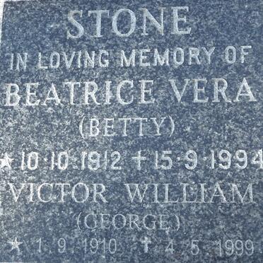 STONE Victor William 1910-1999 &amp; Beatrice Vera 1912-1994
