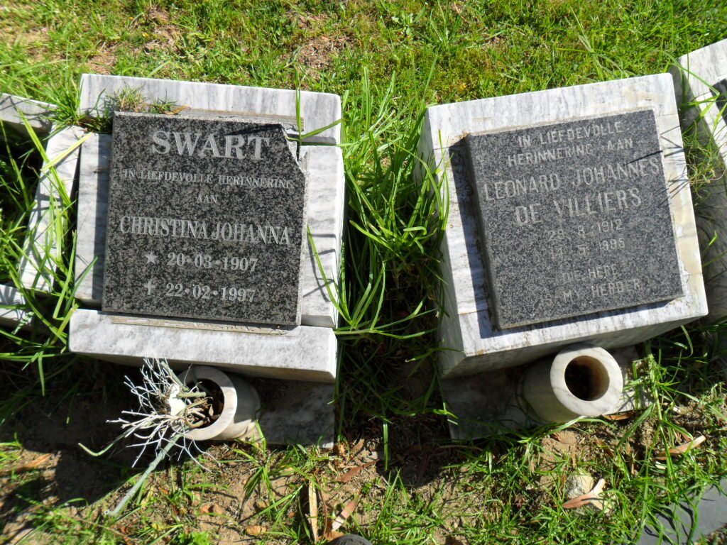 SWART Christina Johanna 1907-1997 :: DE VILLIERS Leonard Johannes 1912-1995