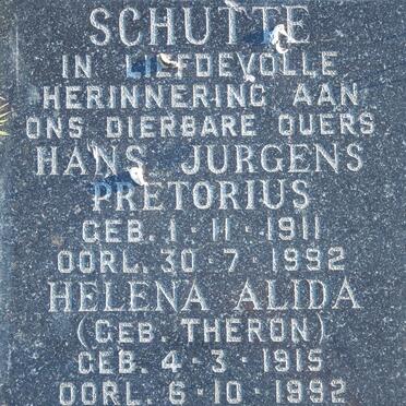 SCHUTTE Hans Jurgens Pretorius 1911-1992 &amp; Helena Alida THERON 1915-1992