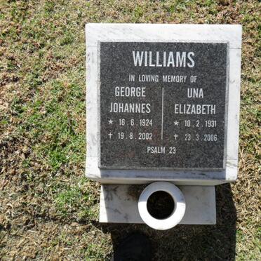 WILLIAMS George Johannes 1924-2002 &amp; Una Elizabeth 1931-2006