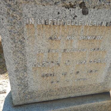 AARDE Aletta G., van -1950