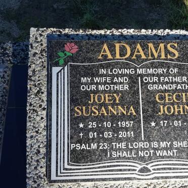 ADAMS Cecil John 1958- &amp; Joey Susanna 1957-2011
