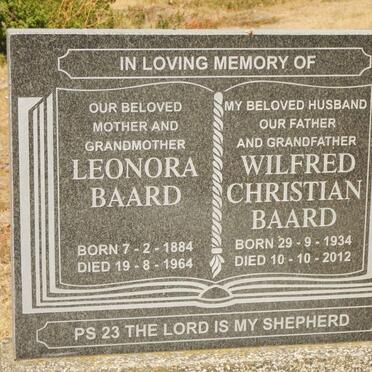 BAARD Leonora 1884-1964 :: BAARD Wilfred Christian 1934-2012