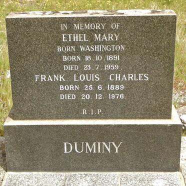 DUMINY Frank Louis Charles 1889-1976 &amp; Ethel Mary WASHINGTON 1891-1959