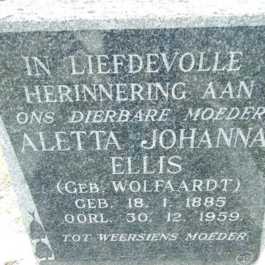ELLIS Aletta Johanna nee WOLFAARDT 1885-1959