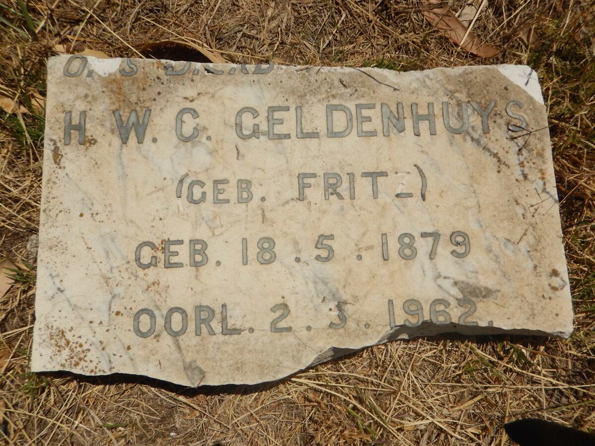 GELDENHUYS H.W.C. nee FRITZ 1879-1962