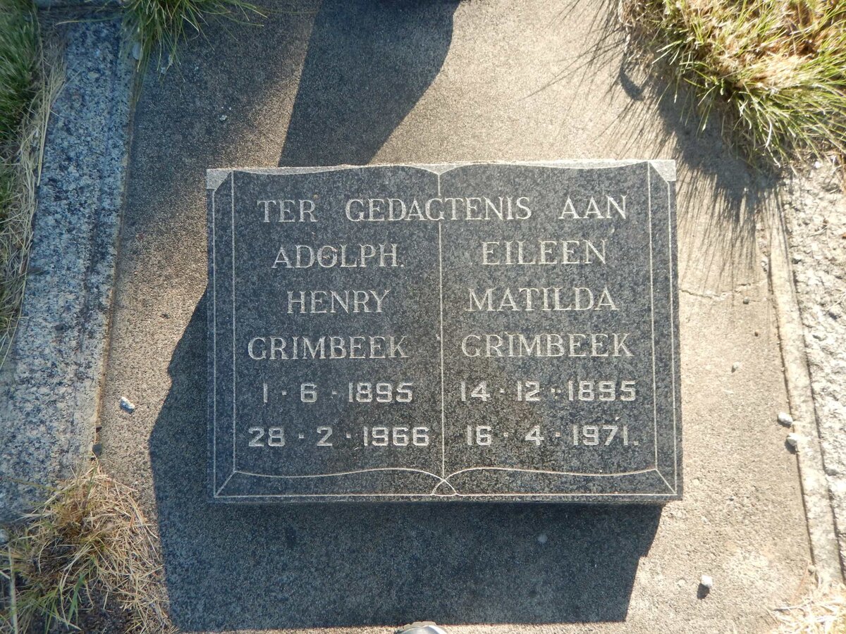 GRIMBEEK Adolph Henry 1895-1966 &amp; Eileen Matilda 1895-1971