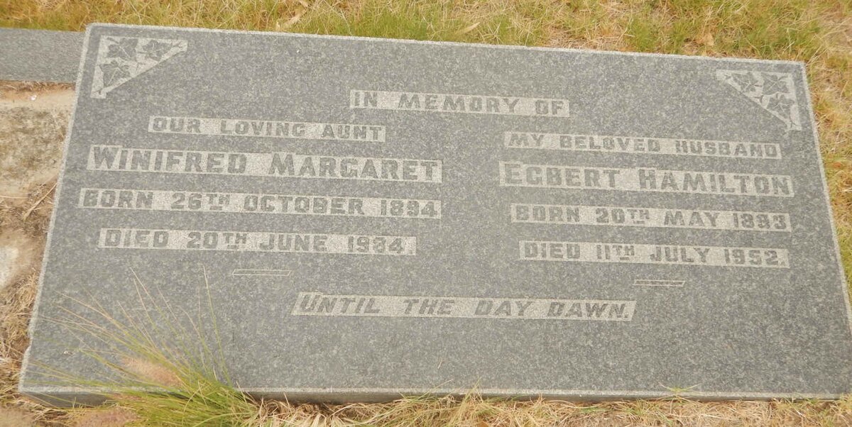 HAMILTON Egbert 1893-1952 &amp; Winifred Margaret 1894-1984