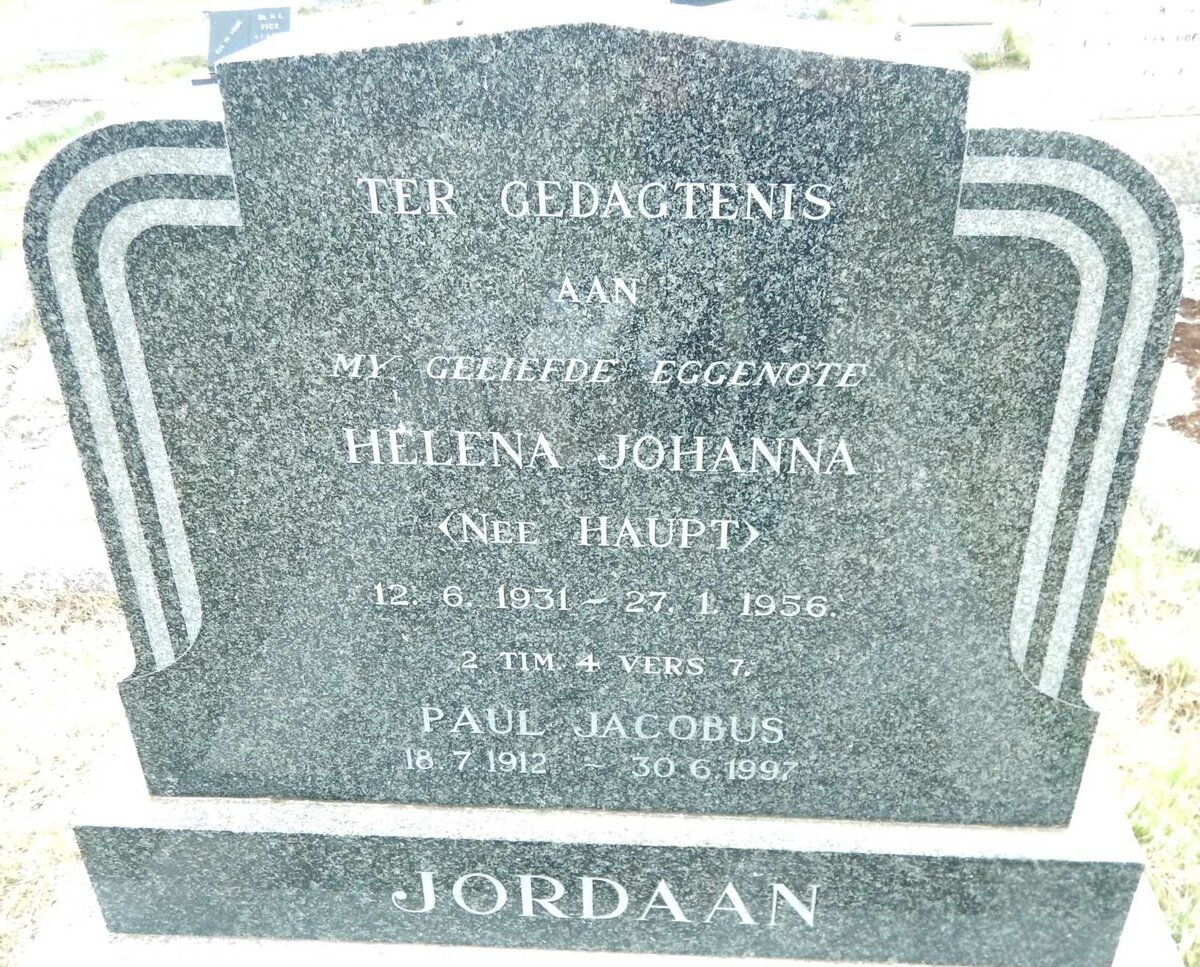 JORDAAN Paul Jacobus 1912-1997 :: JORDAAN Helena Johanna nee HAUPT 1931-1956
