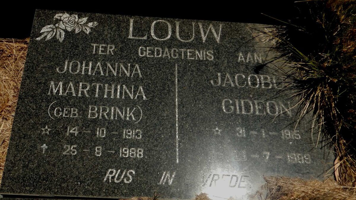 LOUW Jacobus Gideon 1915-1999 &amp; Johanna Marthina BRINK 1913-1988