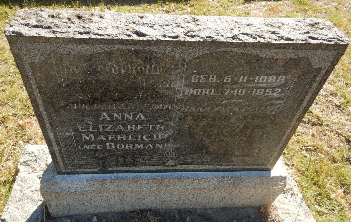 MAEHLICH Anna Elizabeth nee BORMAN 1898-1952