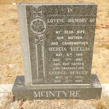McINTYRE George Benger 1915-1985 &amp; Mercia Lucelia 1914-1967
